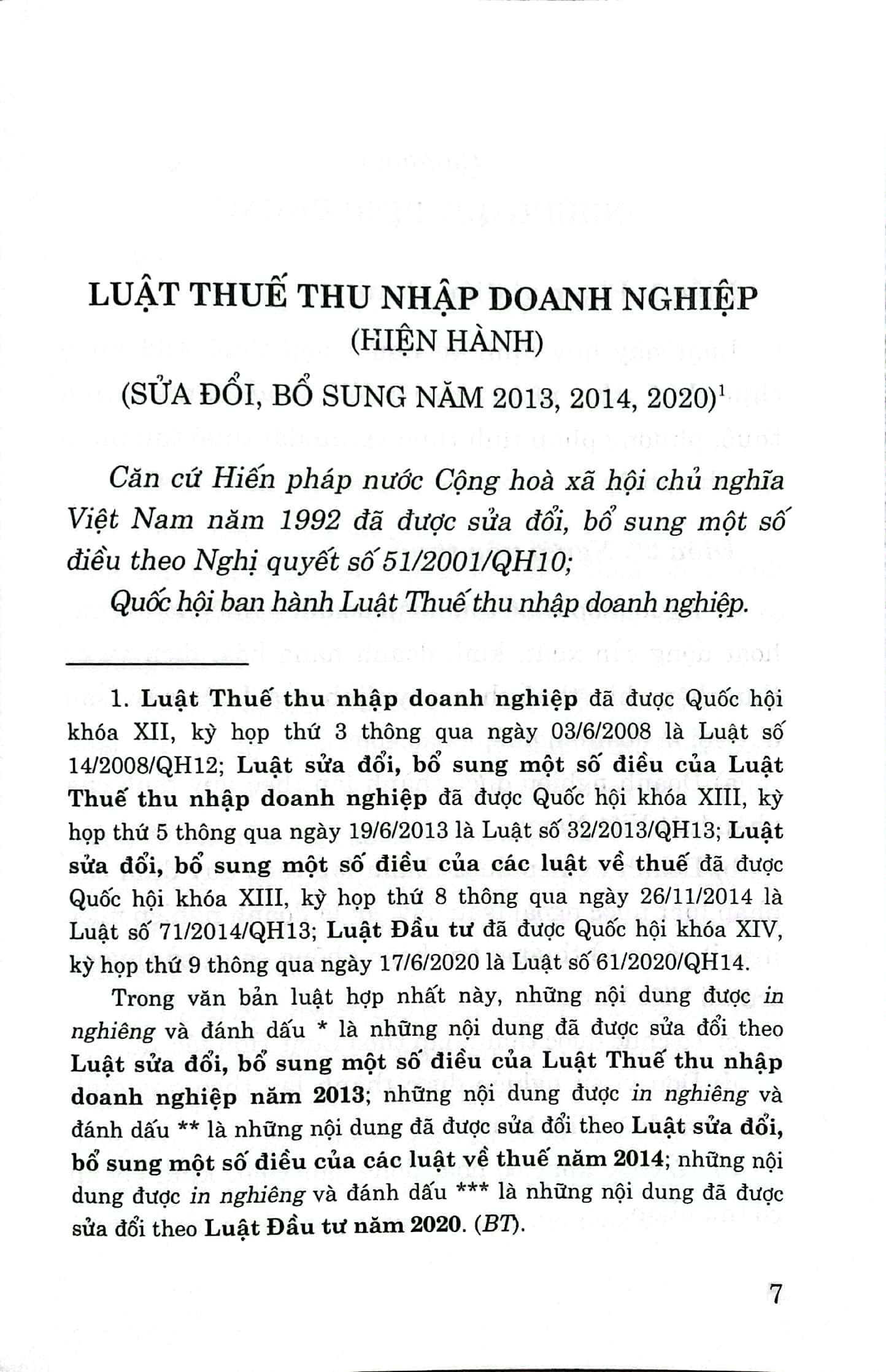 Luật Thuế thu nhập doanh nghiệp (Hiện hành) (Sửa đổi, bổ sung năm 2013, 2014, 2020)