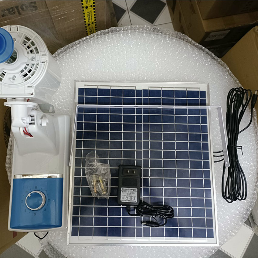 Quạt năng lượng mặt trời, Quạt tích điện, Công suất 50W, Có củ sạc điện 220V