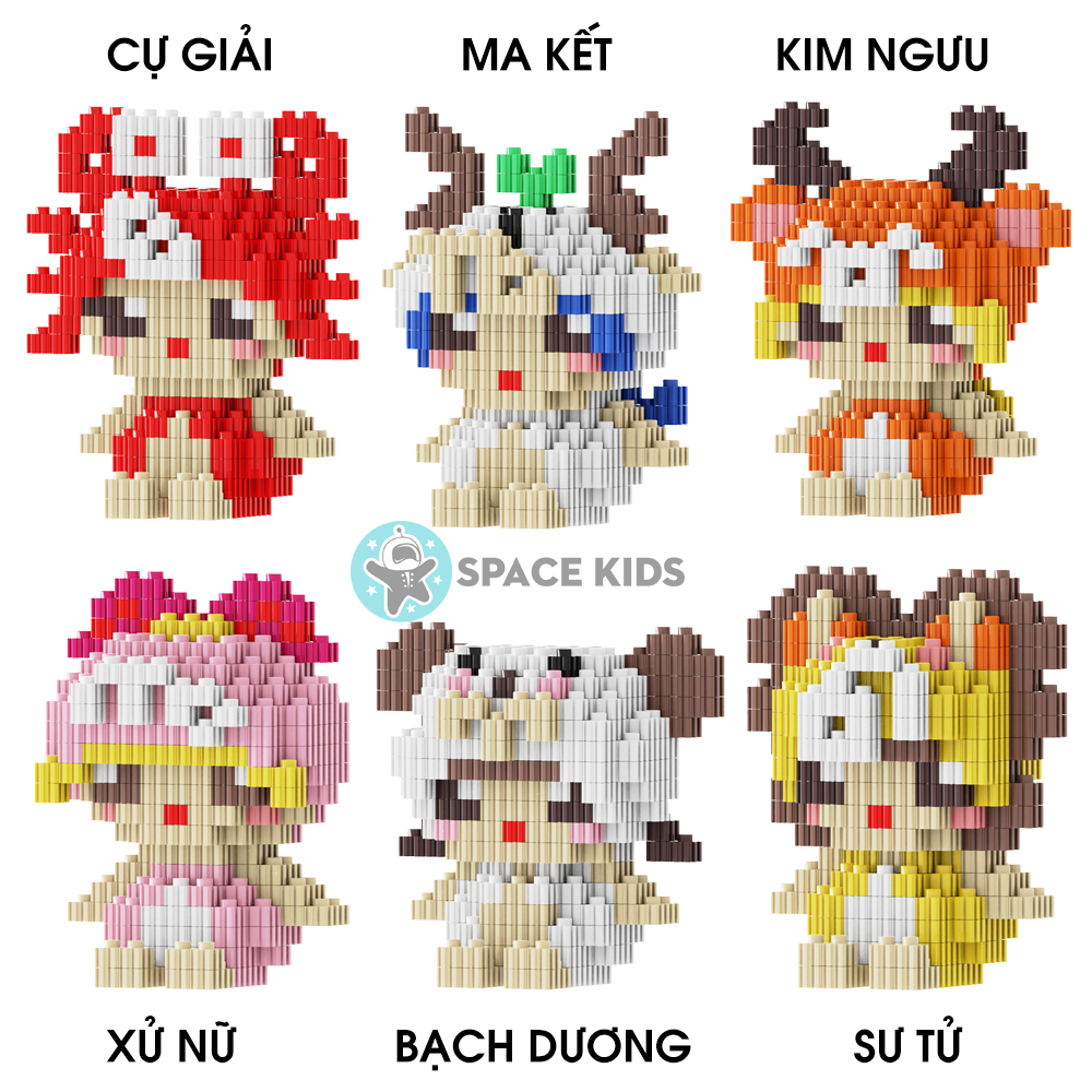 Đồ chơi cho bé lắp ráp mô hình 3d mini, mô hình 12 cung hoàng đạo dễ thương cho bé