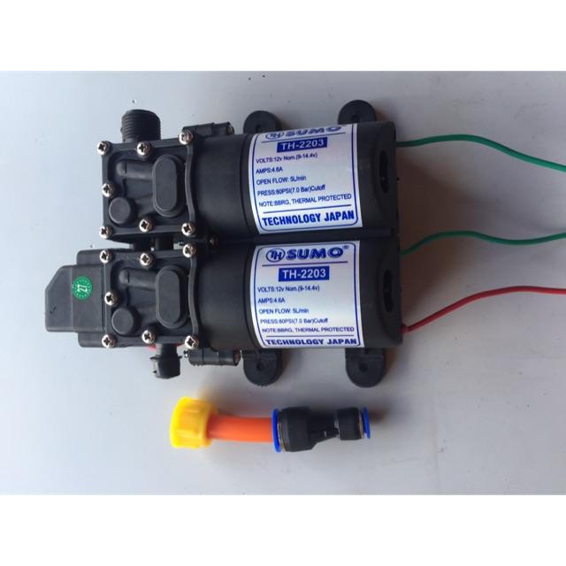 Bơm đôi tăng áp lực nước SUMO tự động hút và ngắt nước khi khoá van đầu ra Tặng đầu chuyển ra ống phun sương 8li