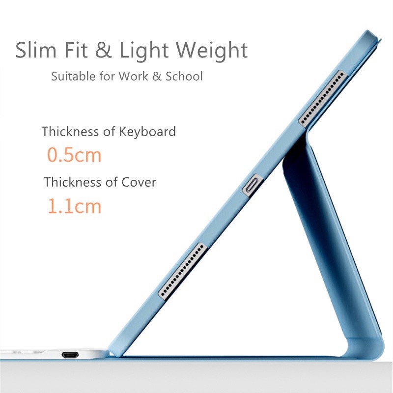 Bao da case ốp silicone kèm bàn phím bluetooth dành cho ipad 10.2, 10.5, 10.9, Pro 11 inch - Hàng chính hãng