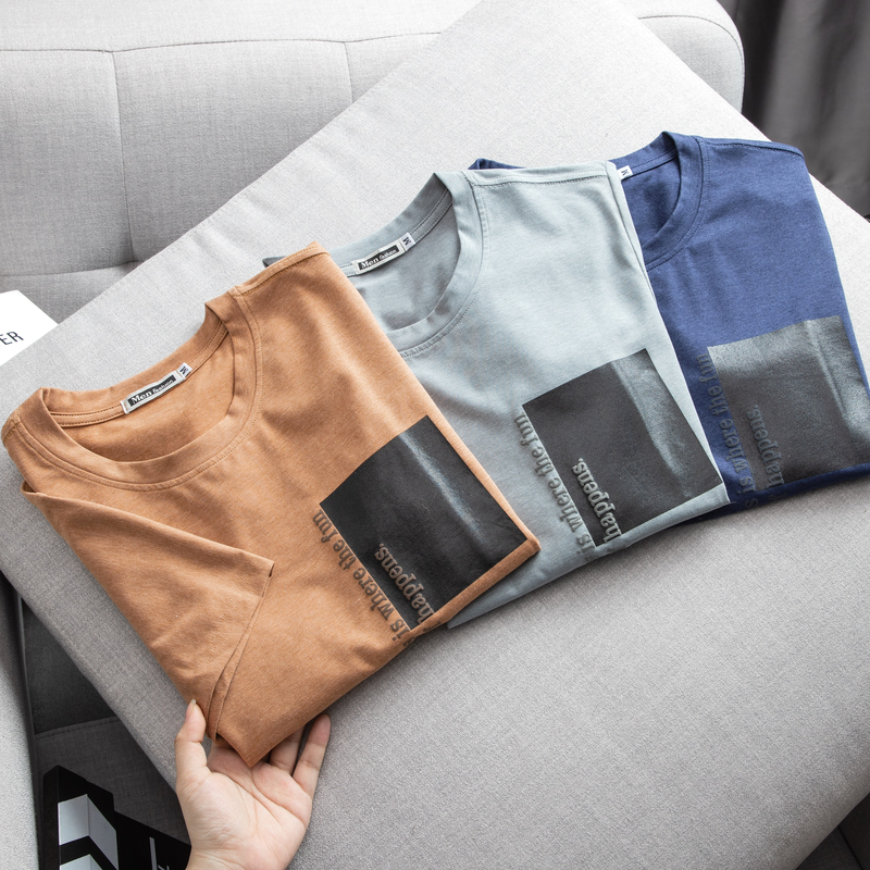 Áo Thun Nam Cổ Tròn Cotton In Họa Tiết trẻ trung AT112