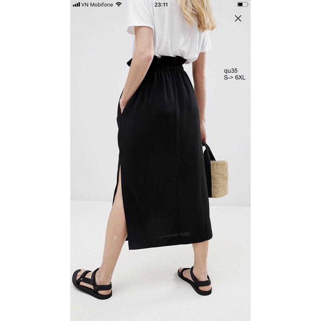 SKIRT128 CHÂN VÁY THUN XẺ TÀ