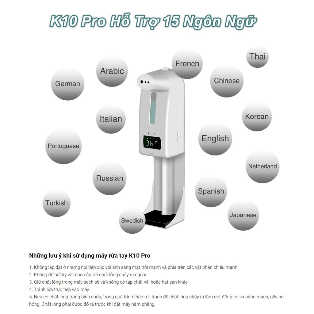 Máy Đo Thân Nhiệt Kiêm Xịt Khuẩn Rửa Tay K10 Pro có tặng kèm chân đứng - hàng cao cấp