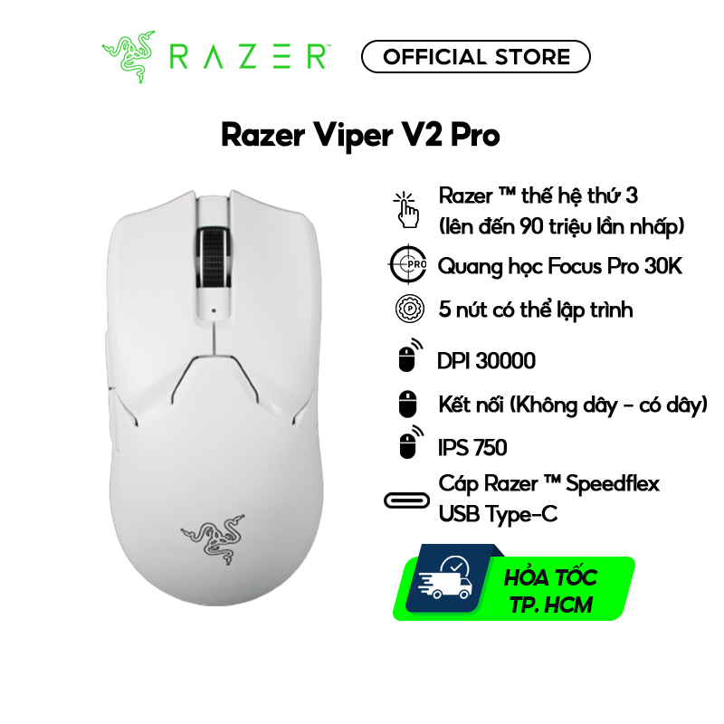 CHUỘT RAZER VIPER V2 PRO-TRẮNG(WHITE) -ULTRA- LIGHTWEIGHT WIRELESS ESPORTS MOUSE_RZ01-04390200-R3A1