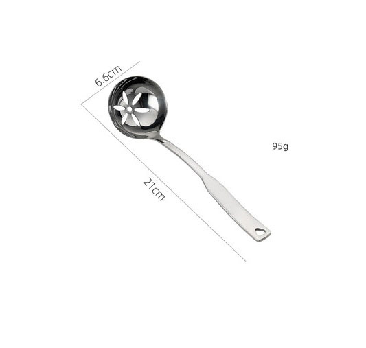 Vá inox 304 múc canh vá lỗ vớt thịt bằng cho gia đình ăn lẩu có đầu treo tiện dụng kích thước thước 21x6.6cm