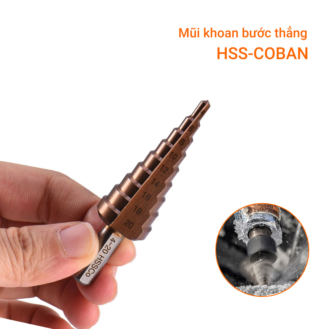 Mũi khoan bước thẳng 4-20 mm thép gió M35 coban chuôi tròn vát