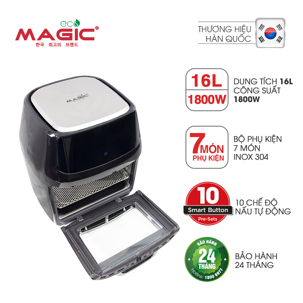 Nồi chiên không dầu kết hợp lò nướng Magic Eco M16 16L - Hàng chính hãng