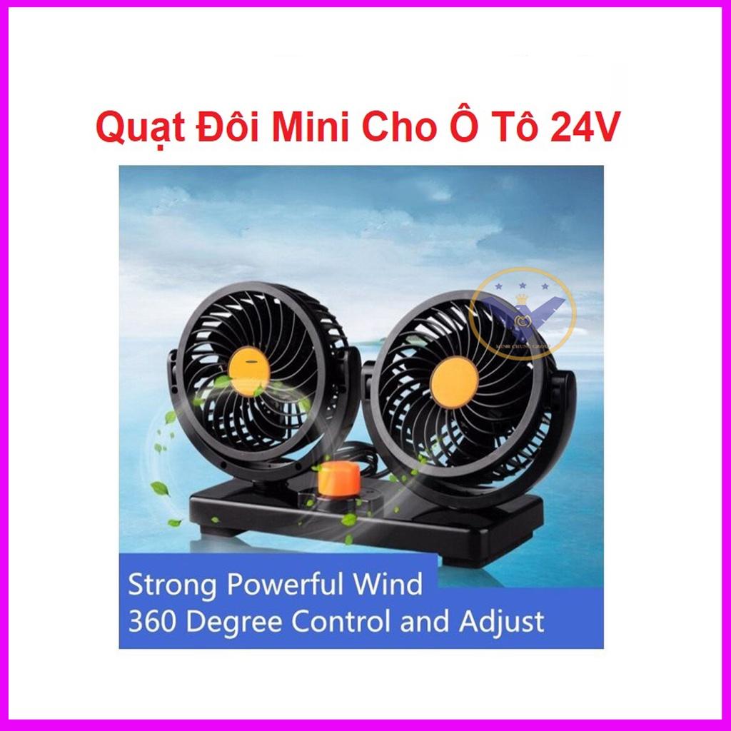 Quạt Đôi Mini Tiện Ích 360 Độ Để Trong Ô Tô, Để Bàn Làm Việc