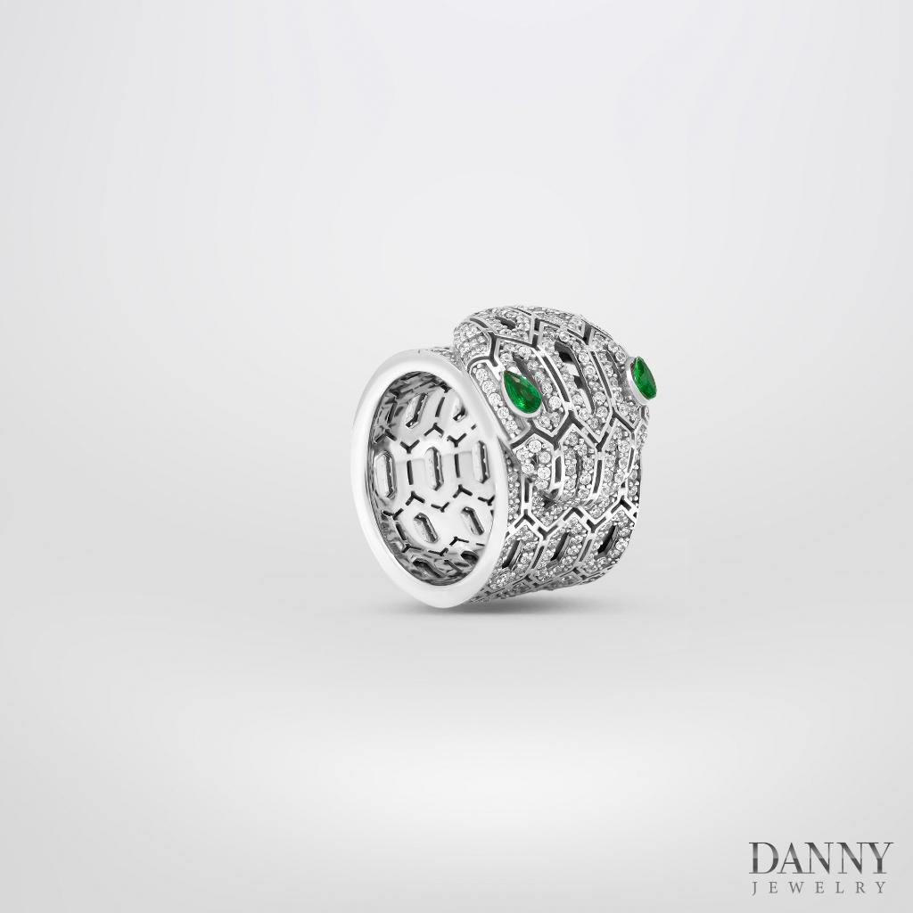 Nhẫn Danny Jewelry Bạc Thổ Nhĩ Kỳ Xi Rhodium Đính Đá CZ &amp; Đá Zircon Biểu Tượng Rắn N0003TNK