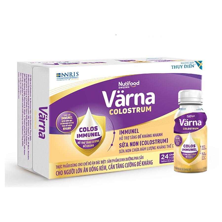 Thùng sữa non Colostrum Värna pha sẵn (24 chai x 237ml) - Sữa Cho Người Già Tăng Cường Đề Kháng