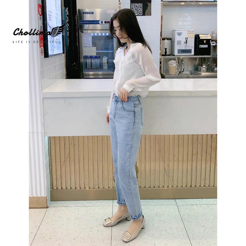 Quần baggy jean Chollima ống nhỏ trơn cuốn lai QD022 phong cách hàn quốc trẻ trung năng động