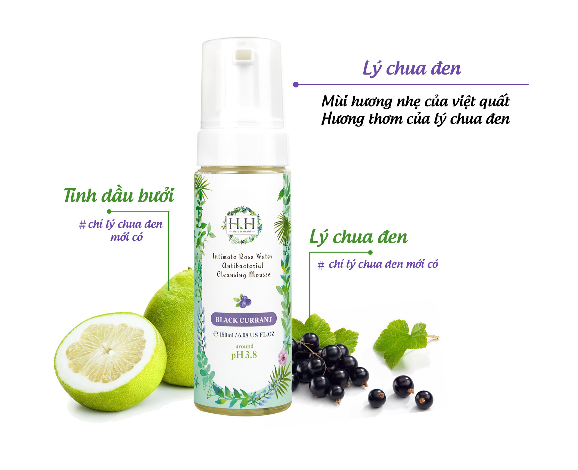 Bộ 2 lọ Dung Dịch Vệ Sinh (Bọt+Gel) HH - Dung Dịch Gel Hương Gỗ - Dung Dịch Bọt Vải Thiều