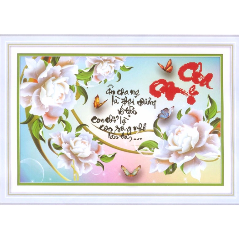 Tranh đính đá Cha mẹ  chưa đính