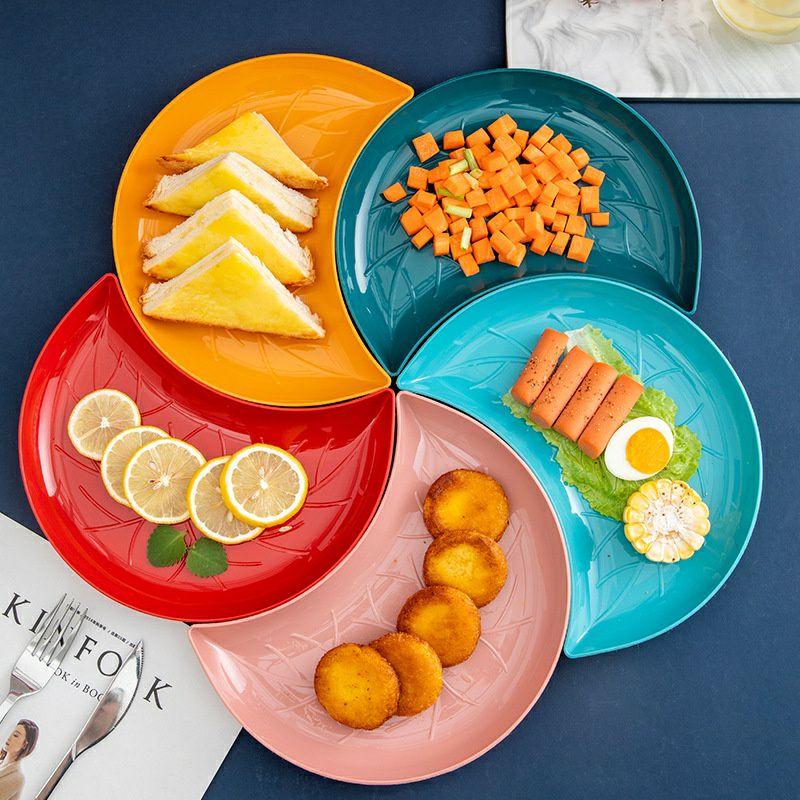 SET 5 ĐĨA NHỰA HÌNH BÁN NGUYỆT NHIỀU MÀU DECOR SIÊU XINH