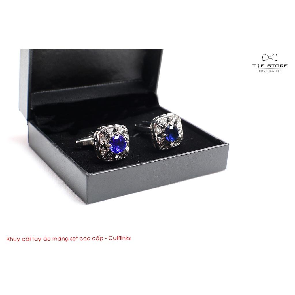 KHUY MĂNG SÉT CAO CẤP - Cufflinks ĐÍNH ĐÁ XANH