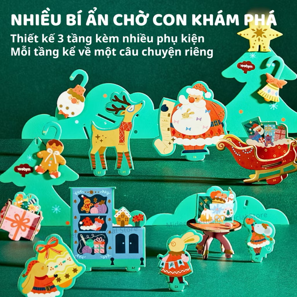 Đồ chơi lắp ghép Cây thông Noel kèm nhạc Giáng sinh - Mideer Christmas Rotating Music 3D Puzzle
