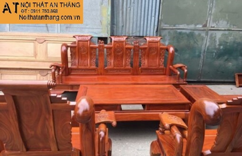 Bộ Tần Thủy Hoàng Gỗ Hương Vân 6 Món Tay Cột 12 - Đồ Gỗ Mỹ Nghệ - Nội Thất An Thắng- GHHV-002 - Hàng Đục Thủ Công Tinh Xảo, Gỗ Tuyển Lựa Kỹ - Sản Phẩm Chất Lượng Đặc Biệt Dùng Cho Các Phòng Siêu VIP