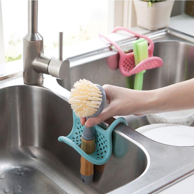 Sink Shelf Kitchen Storage Adjustable Snap Sink Rack Hanging Dish Rack Soap Sponge Drain Rack Kitchen Organizer Storage Rack