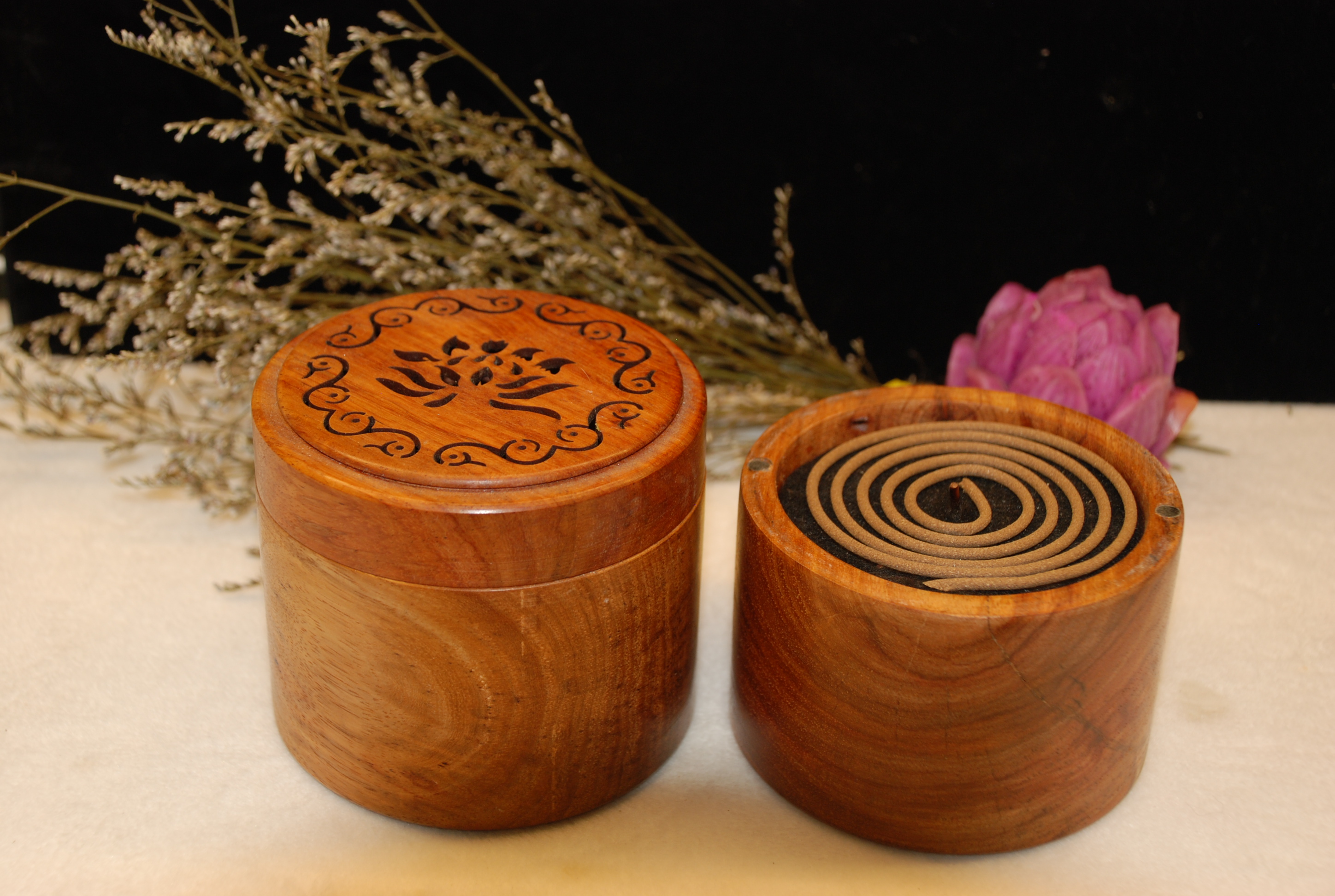 Xông trầm gỗ hương khoanh 2in1