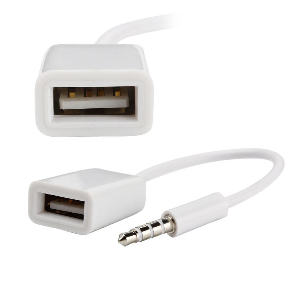 4x White 3.5mm Male AUX Audio Plug Jack to USB 2.0 Type A Female OTG Cable Converter Cable Cord for Car MP3
