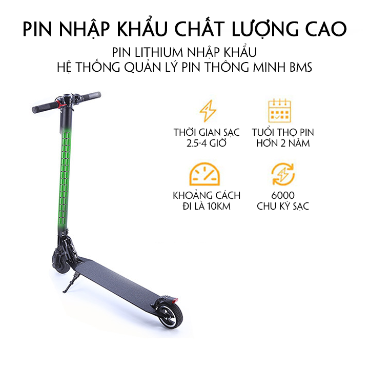 Xe scooter điện khung nhôm cao cấp 1 lần sạc đi 10km