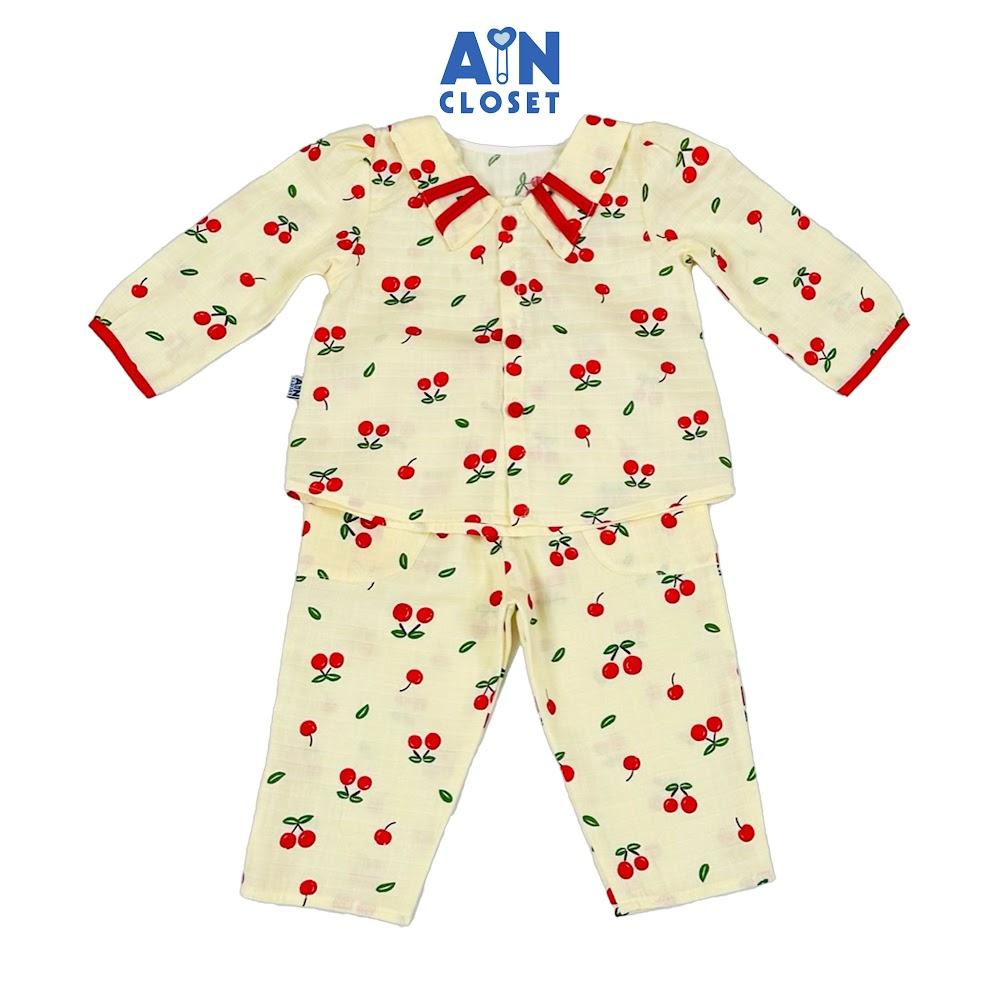 Hình ảnh Bộ quần áo Dài bé gái họa tiết Cherry Đỏ Xô sợi tre - AICDBGBXEBI9 - AIN Closet