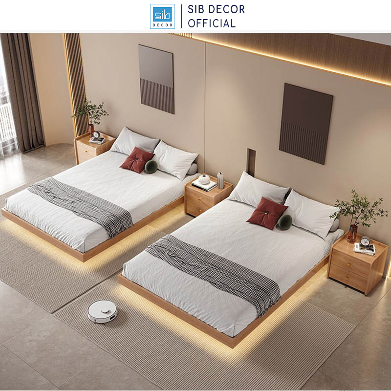 Giường Ngủ Tatami Khung Giường Ẩn, Tùy Chọn Đèn LED Cảm Biến SIB Decor GN25