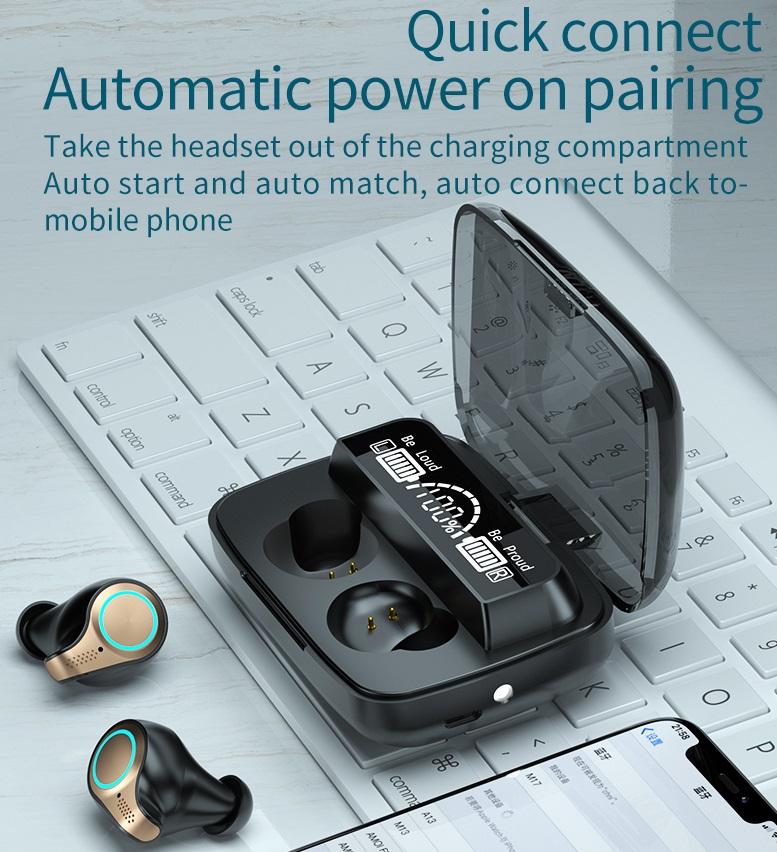Bluetooth Earphones M18 TWS Wireless Headphones Waterproof Sports Touch Control Headset Charging case Stereo Earbuds
