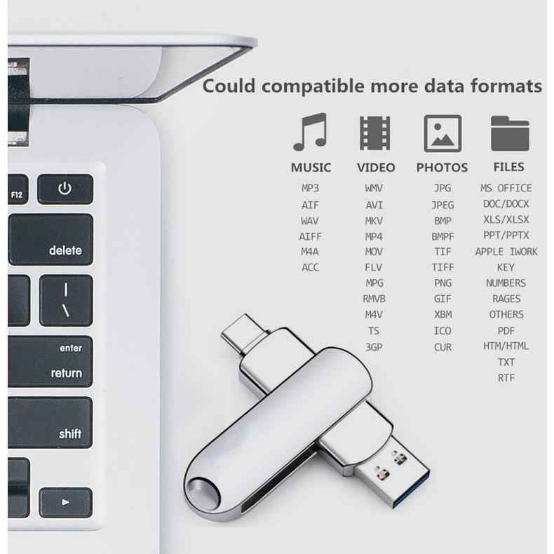 Usb Tốc Độ Cao 2 Trong 1 Với Cổng Usb 3.0 Và Type C Otg 512GB