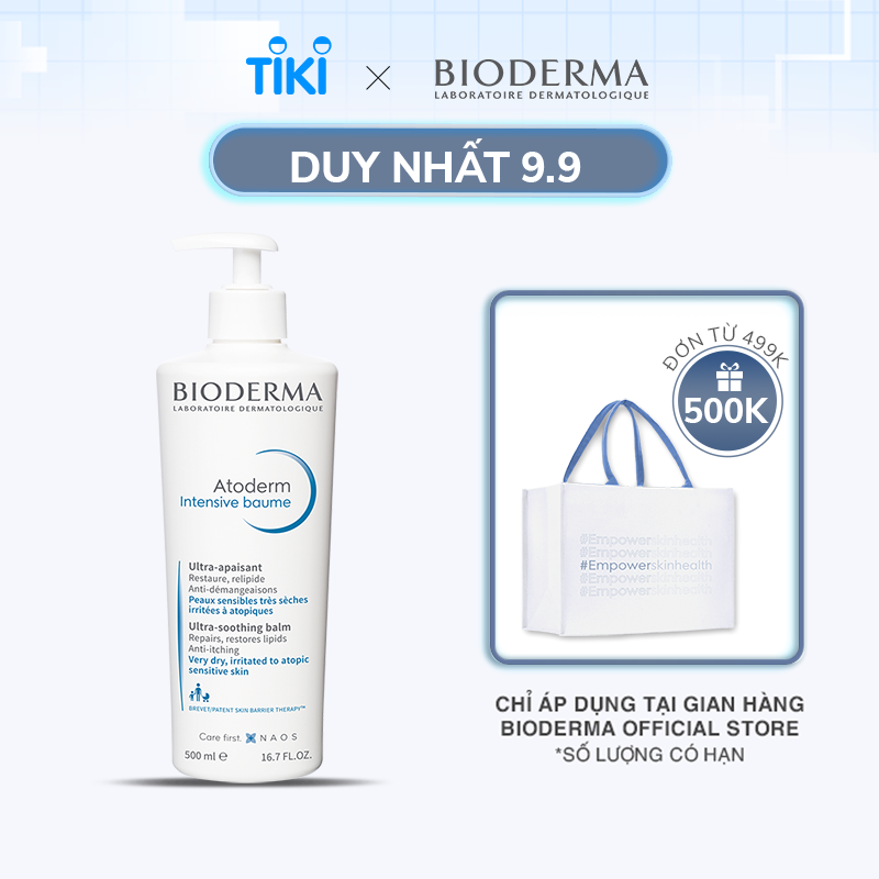 Kem dưỡng ẩm chuyên sâu cho da rất khô và viêm da cơ địa Bioderma Atoderm Intensive Baume - 500ml