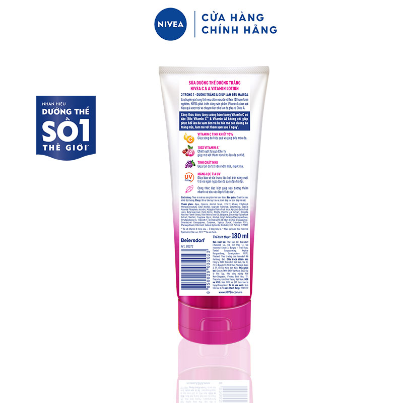 Sữa Dưỡng Thể Dưỡng Trắng Nivea Nivea Extra White C &amp; A Vitamin - 180ml - 80372