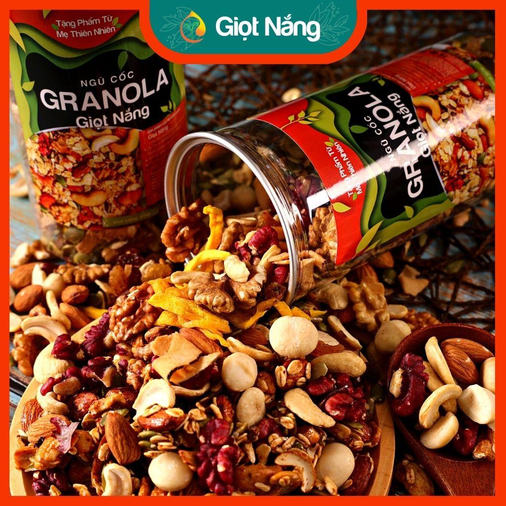 Hạt ngũ cốc granola ăn kiêng siêu hạt không đường ít yến mạch bổ sung nhiều dinh dưỡng premium hộp 500g từ Giọt Nắng