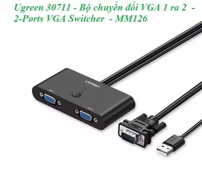 Ugreen UG30711MM126TK 1M 2 in 1 out màu Đen Bộ switch Chuyển Mạch VGA 2 cổng Cao Cấp - HÀNG CHÍNH HÃNG