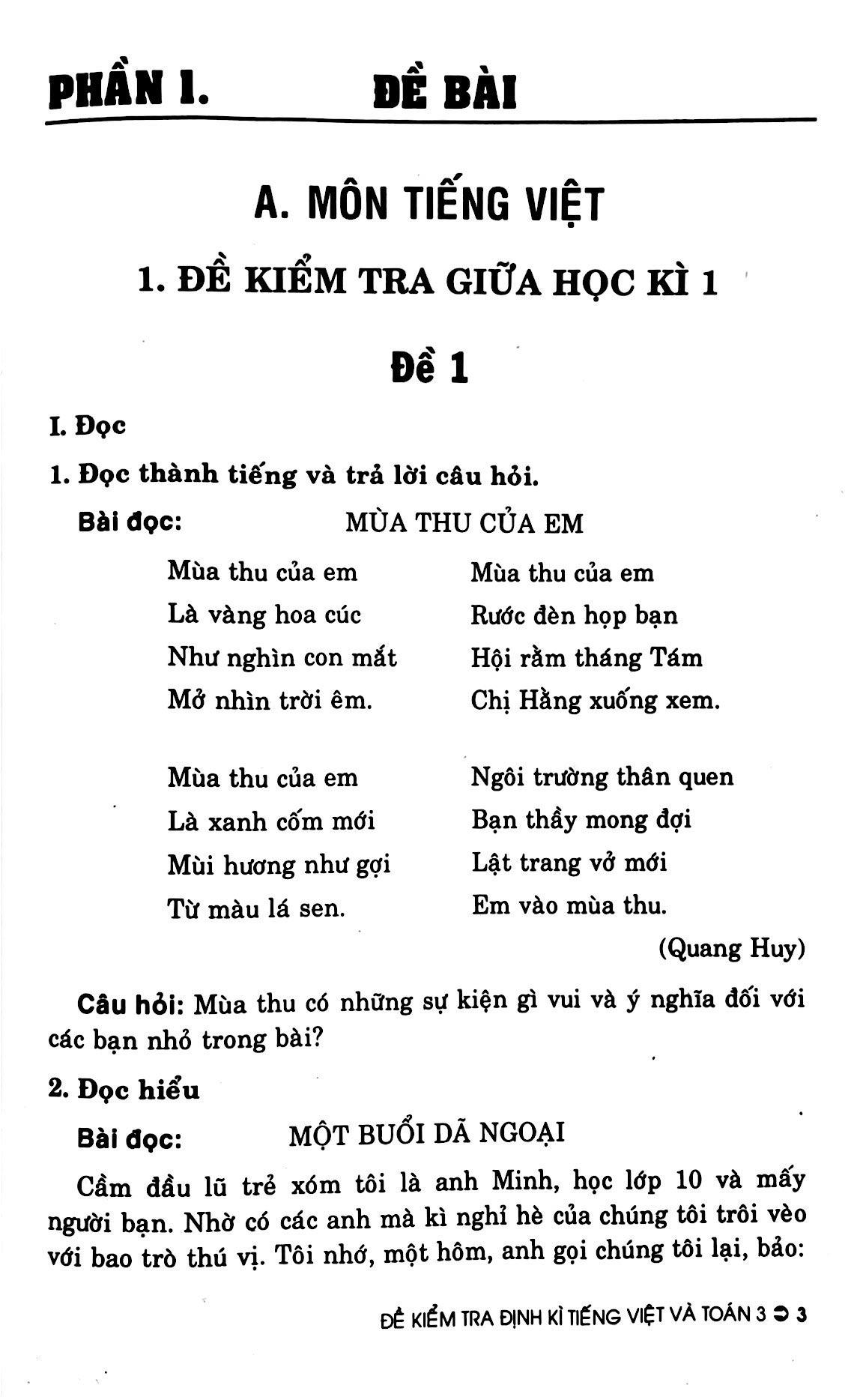 Đề Kiểm Tra Định Kì Tiếng Việt Và Toán 3 (Theo Chương Trình Giáo Dục Phổ Thông Mới - Dùng Chung Cho Các Bộ SGK Hiện Hành)