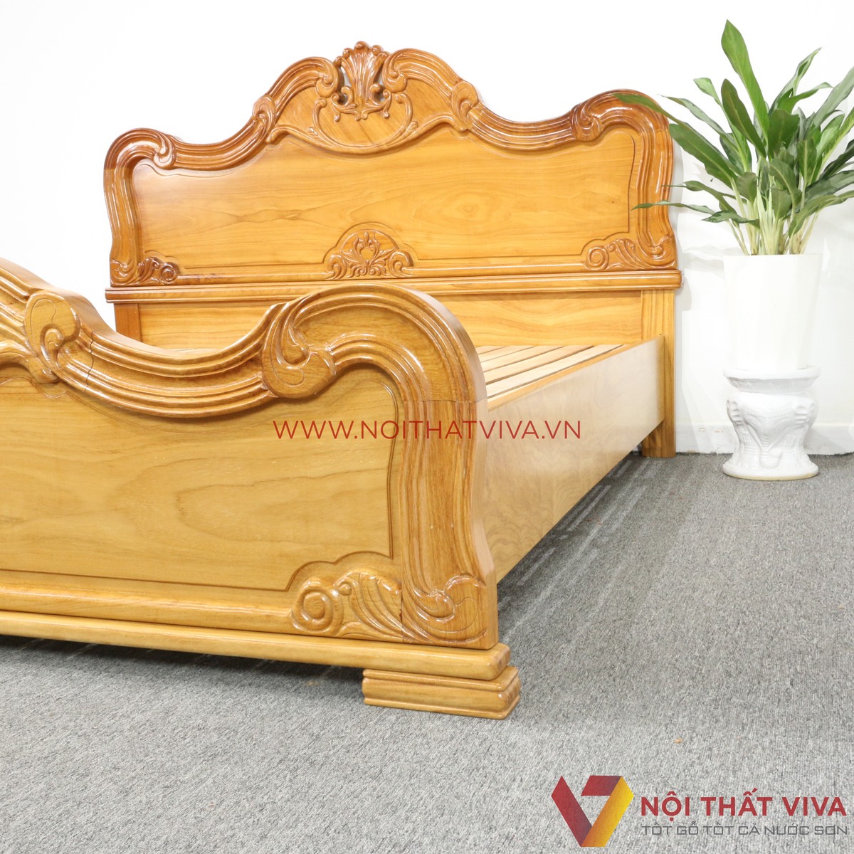Giường Ngủ Gỗ Gõ Đỏ Nữ Hoàng Tân Cổ Điển Cao Cấp Tinh Tế