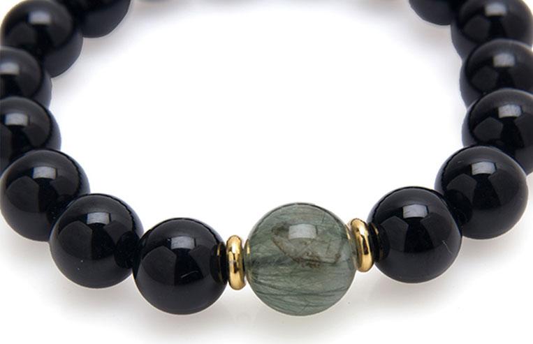 Vòng Tay Đá Opal Đen Mix Đá Thạch Anh Tóc Xanh 10MM