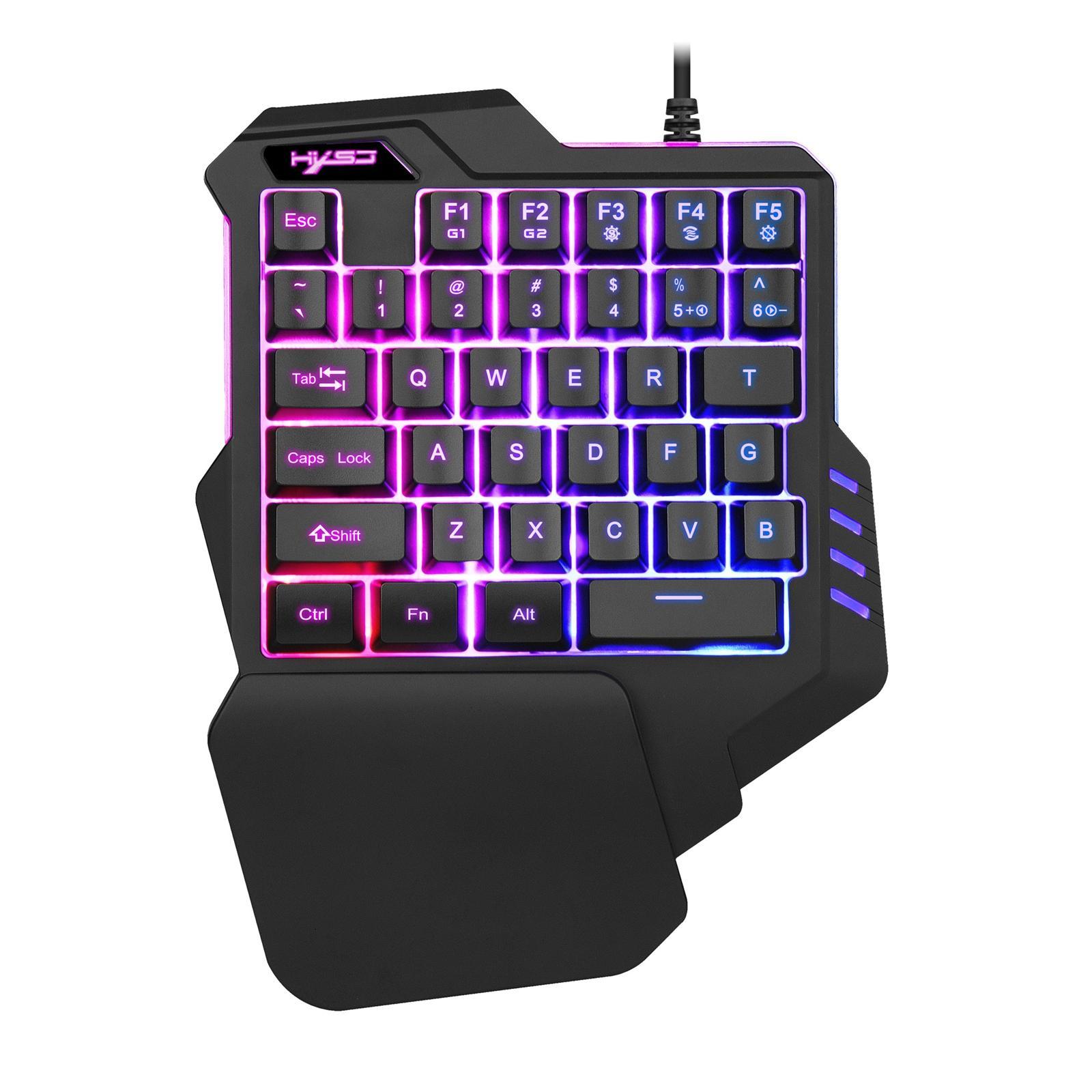 Portable Single Handed Gaming Keyboard 35 Keys RGB Wired Wide Compatibility