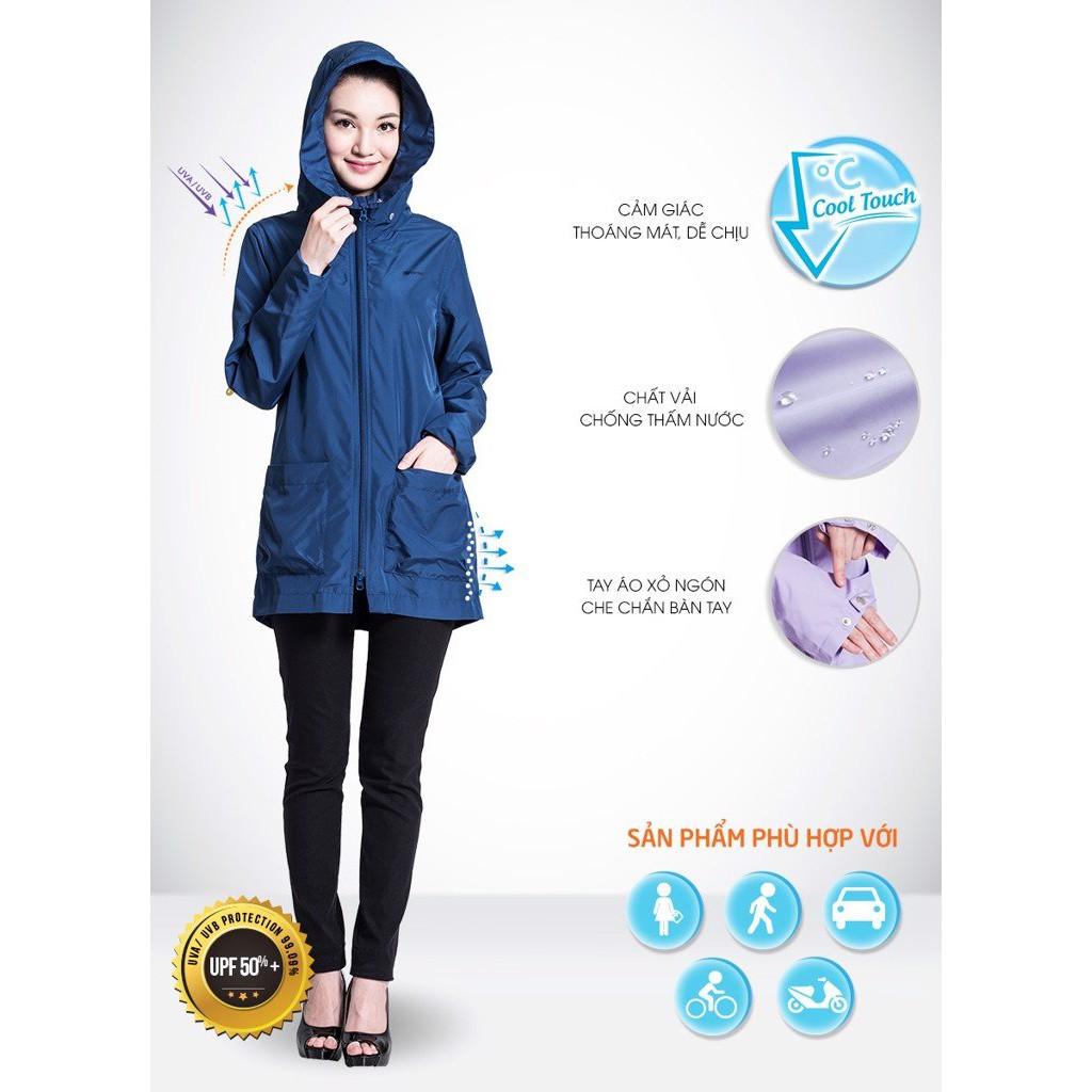 Áo khoác chống nắng nữ dáng dài UPF50+ vải tính năng chống thấm UV100 AA41181
