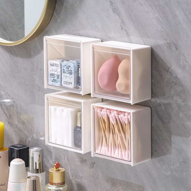 Hộp đựng đồ nắp lật trong suốt gắn tường 8 x 8cm