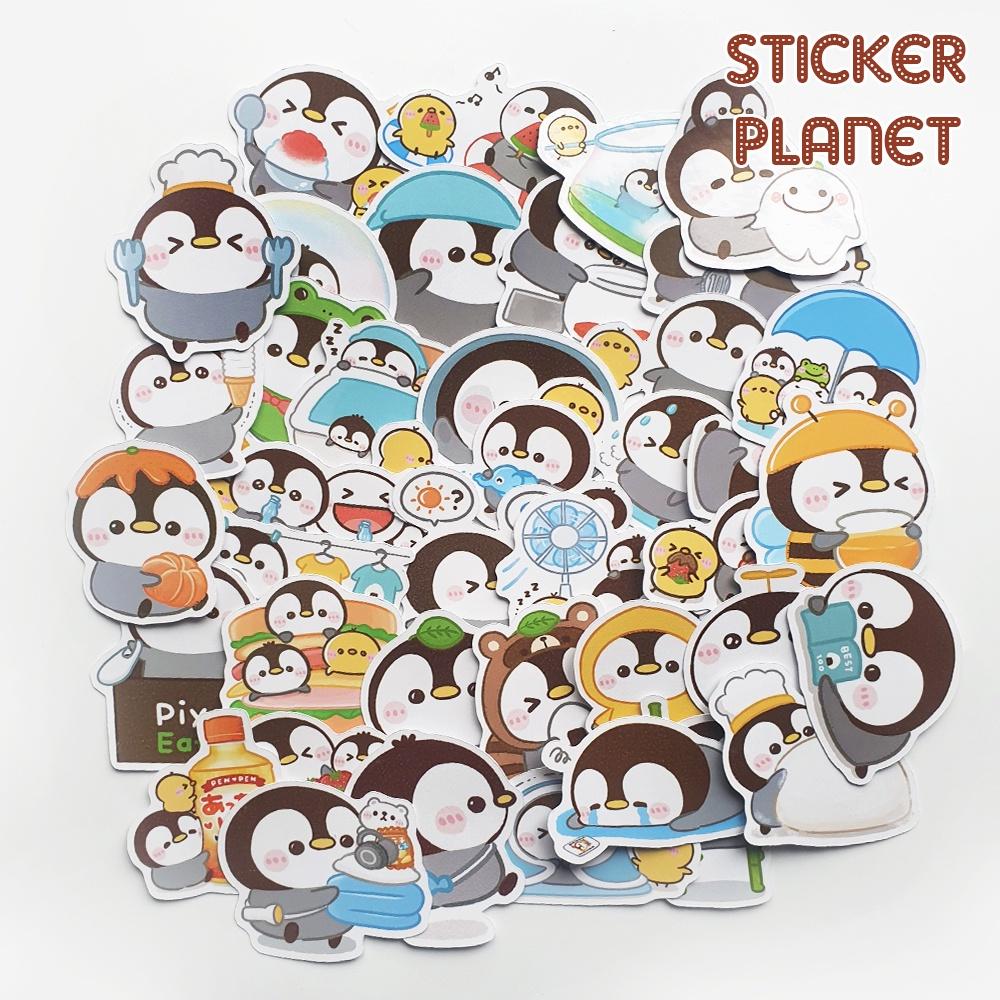 Sticker hình dán chim cánh cụt dễ thương, pastel trang trí mũ bảo hiểm, dán Laptop, journal, sổ tay, note book