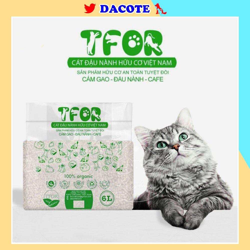 Cát vệ sinh cho mèo TFOR 6L cát đậu nành hữu cơ có thể xả bồn cầu an toàn bảo vệ môi trường