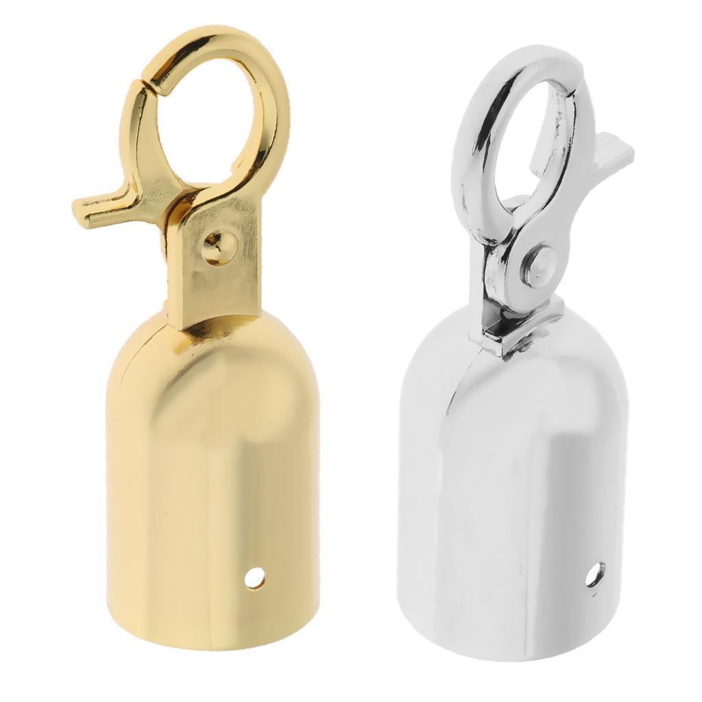 12Pcs Rope Barrier End Stopper Cord End Caps With Hook 2.5cm Silver