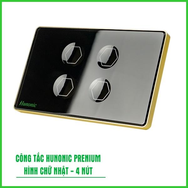 Công Tắc Hunonic Premium Hình Chữ Nhật Viền Vàng [Hàng Chính Hãng