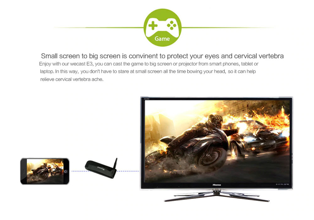 Thiết bị HDMI không dây Wecast E3 - Thiết bị kết nối điện thoại với tivi, máy chiếu. WECAST E3 Dlna Airplay Wifi Display Miracast Tv Dongle Hdmi Receiver Mini Android Tv Stick Full Hd Rk3036 With External Ăng ten - Hàng Chính Hãng