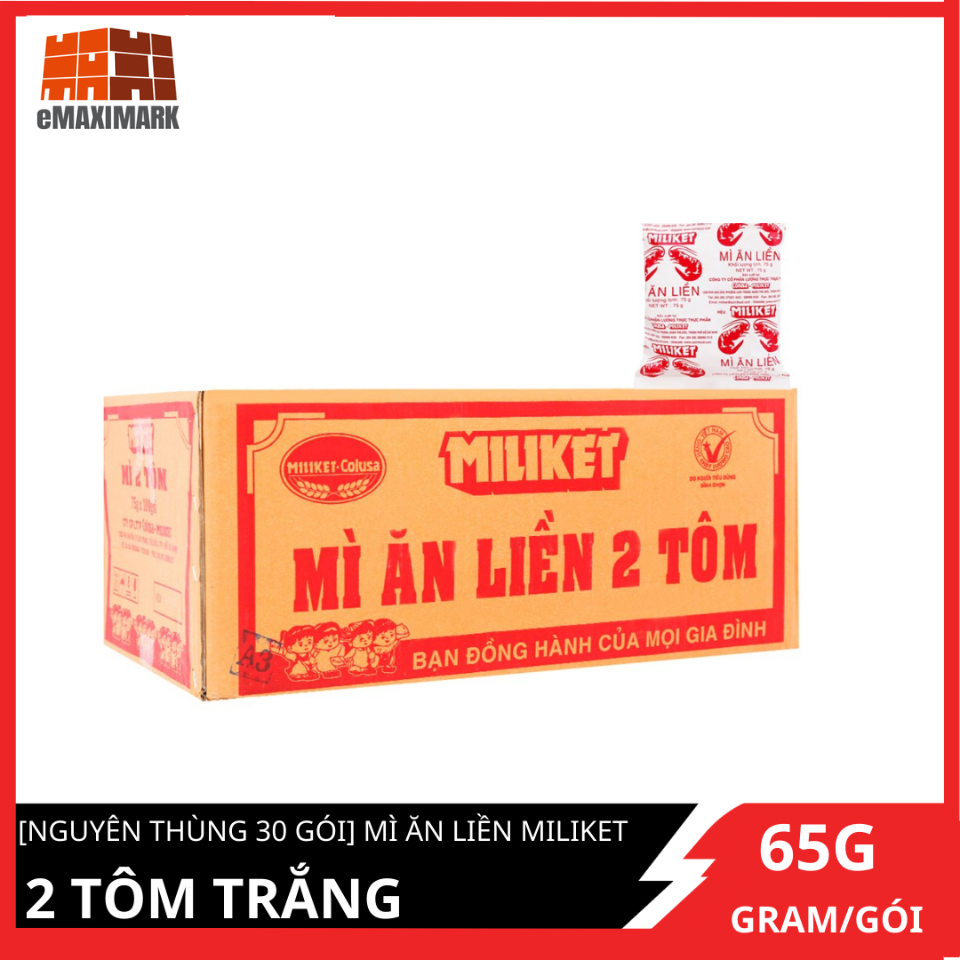 Mì ăn liền Miliket sate giấy trắng 65gX30