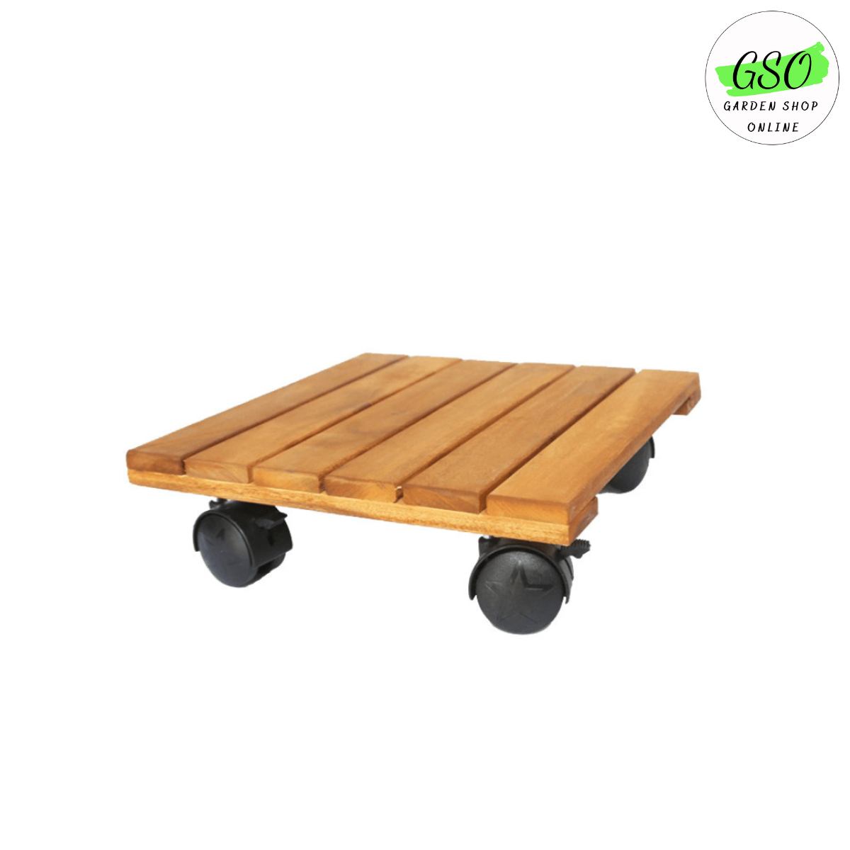 Đế gỗ lót chậu cây có bánh xe chịu lực 80kg