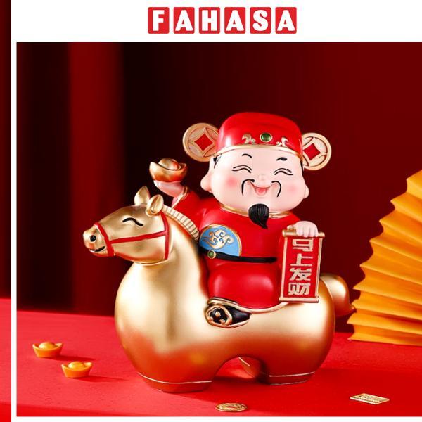 Tượng Thần Tài Cưỡi Ngựa May Mắn - Trang Trí Tết - 17 x 17 x 9 cm - 7082-2