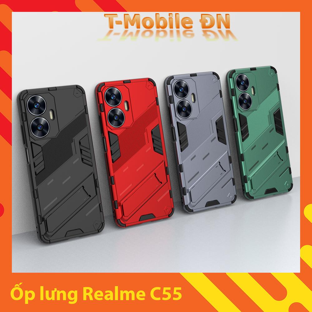 Ốp lưng cho Realme C55, Ốp chống sốc Iron Man PUNK cao cấp kèm giá đỡ cho Realme C55
