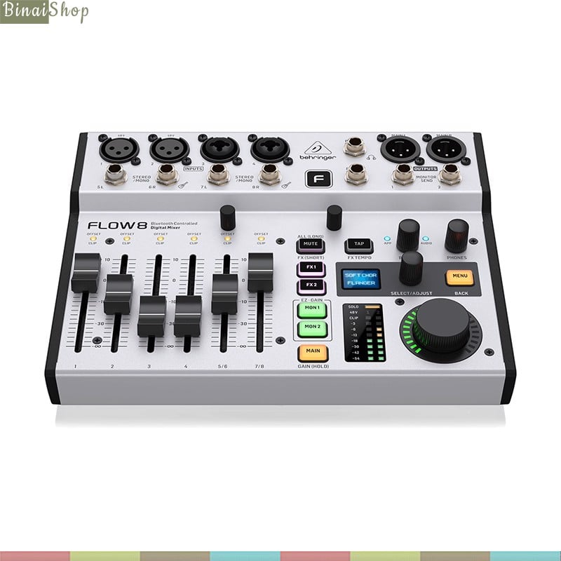 Behringer Flow 8 - Mixer Cơ Lai Số 8 Kênh Đầu Vào, Hỗ Trợ Bluetooth, Cổng USB Phát Trực Tiếp- Hàng chính hãng